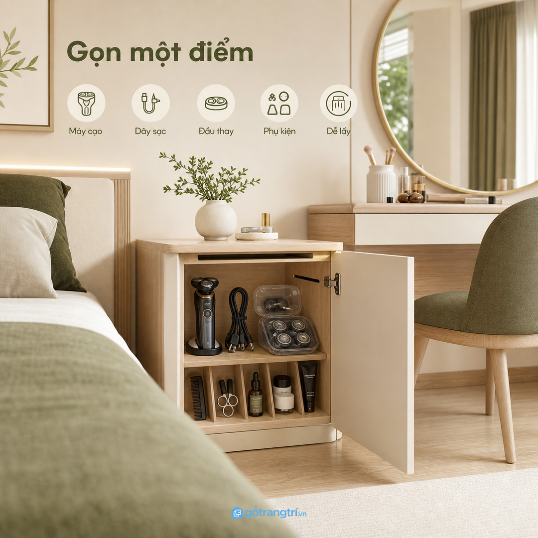 Đồ cạo râu nhỏ nhưng dễ làm mặt bàn rối nếu không có hộc riêng