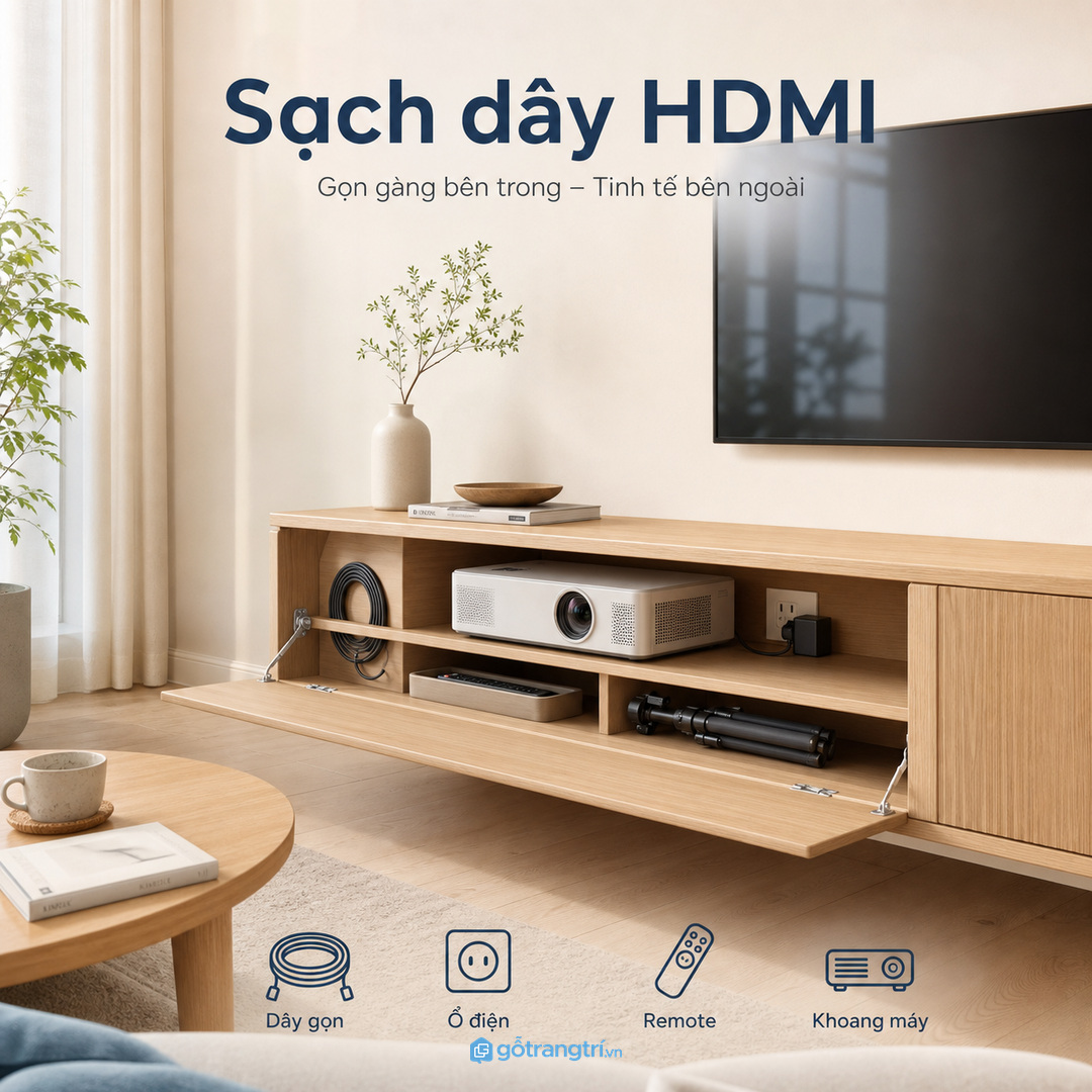 Dây HDMI sạch hơn khi có khoang cất riêng