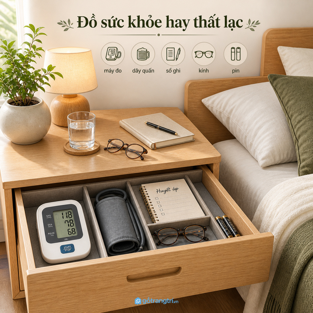 Đồ sức khỏe đặt tạm trên giường dễ thất lạc và làm phòng ngủ mất nếp