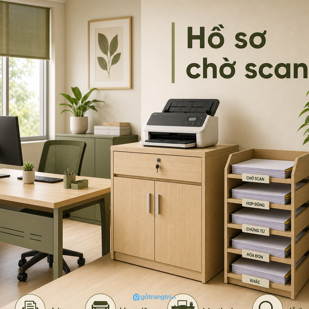 Máy in đặt tạm trên bàn khiến quầy nhanh rối và khó lau dọn