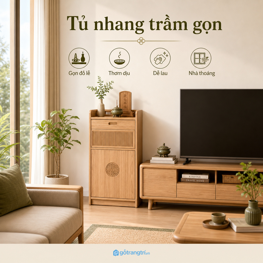 Nhang trầm và đồ lễ để rải rác làm bàn trà nhanh rối