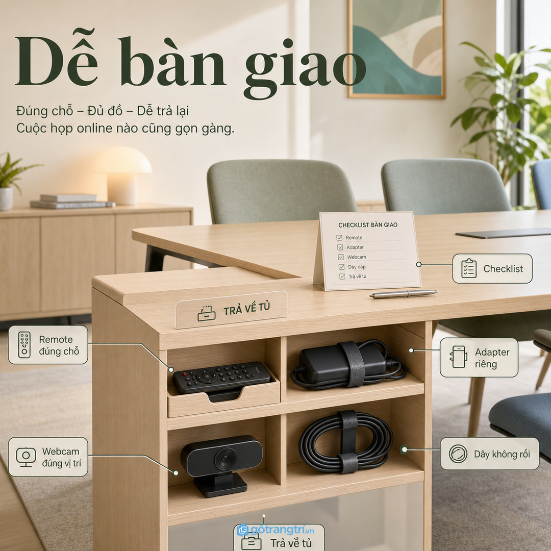 Thiết bị họp để rời dễ thất lạc, rối dây và khó bàn giao