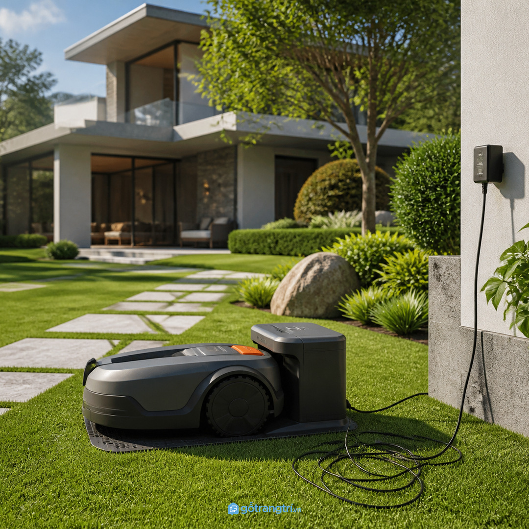 Dock sạc đặt lộ ngoài sân dễ làm rối cảnh quan và dây điện