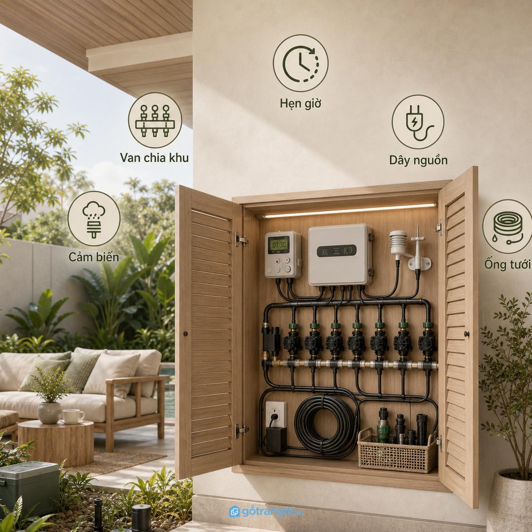 Hệ tưới sân vườn có nhiều thiết bị nhỏ hơn gia chủ thường nghĩ