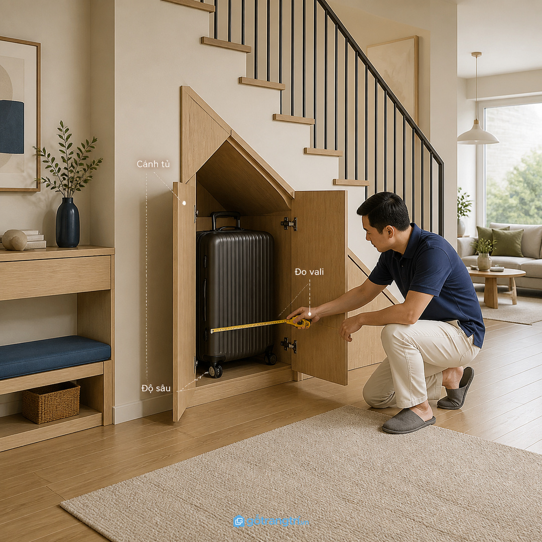 Vali và balo để rải rác dễ làm lối vào nhà phố nhỏ bị chật