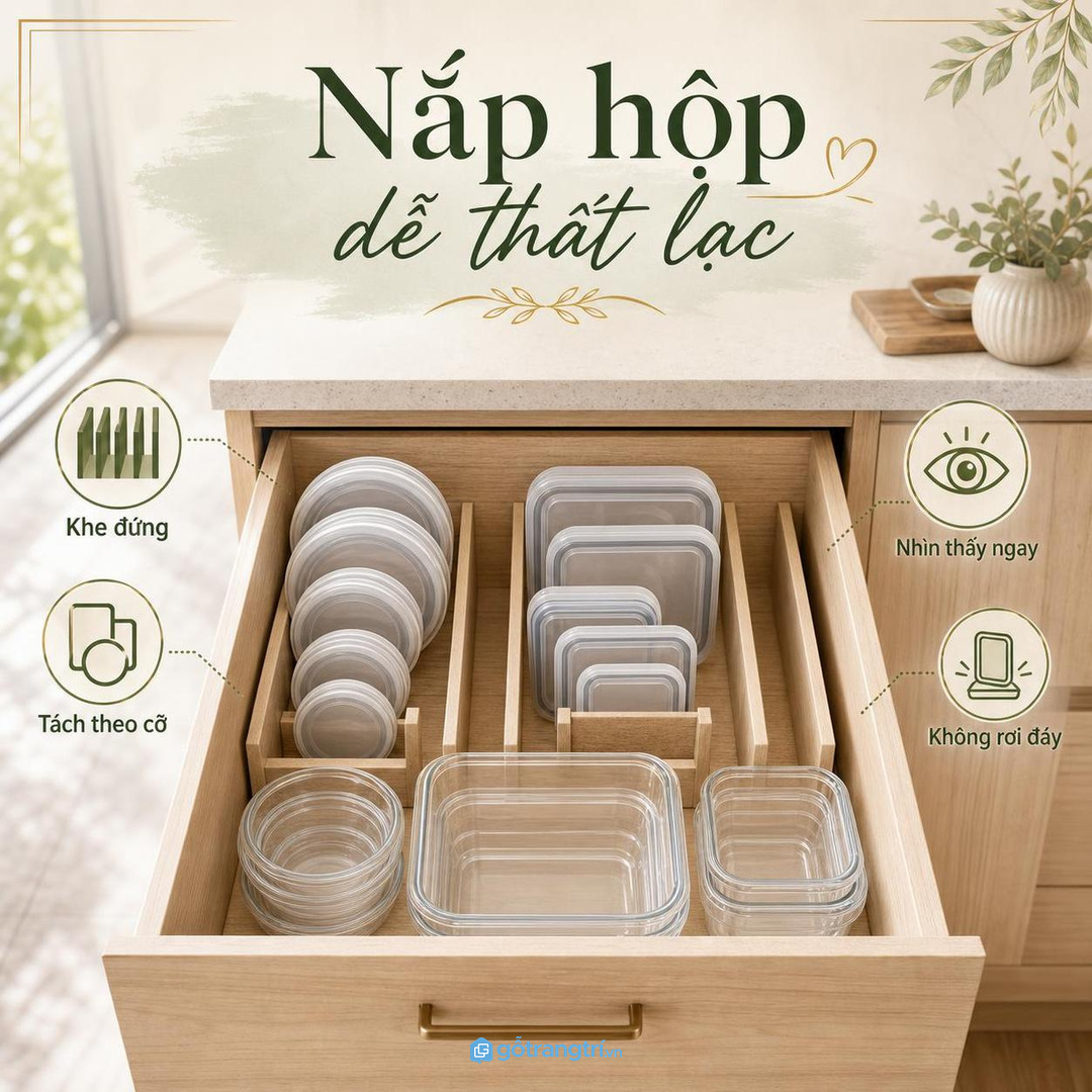 Nắp hộp nên có khe đứng hoặc khay chia để không thất lạc