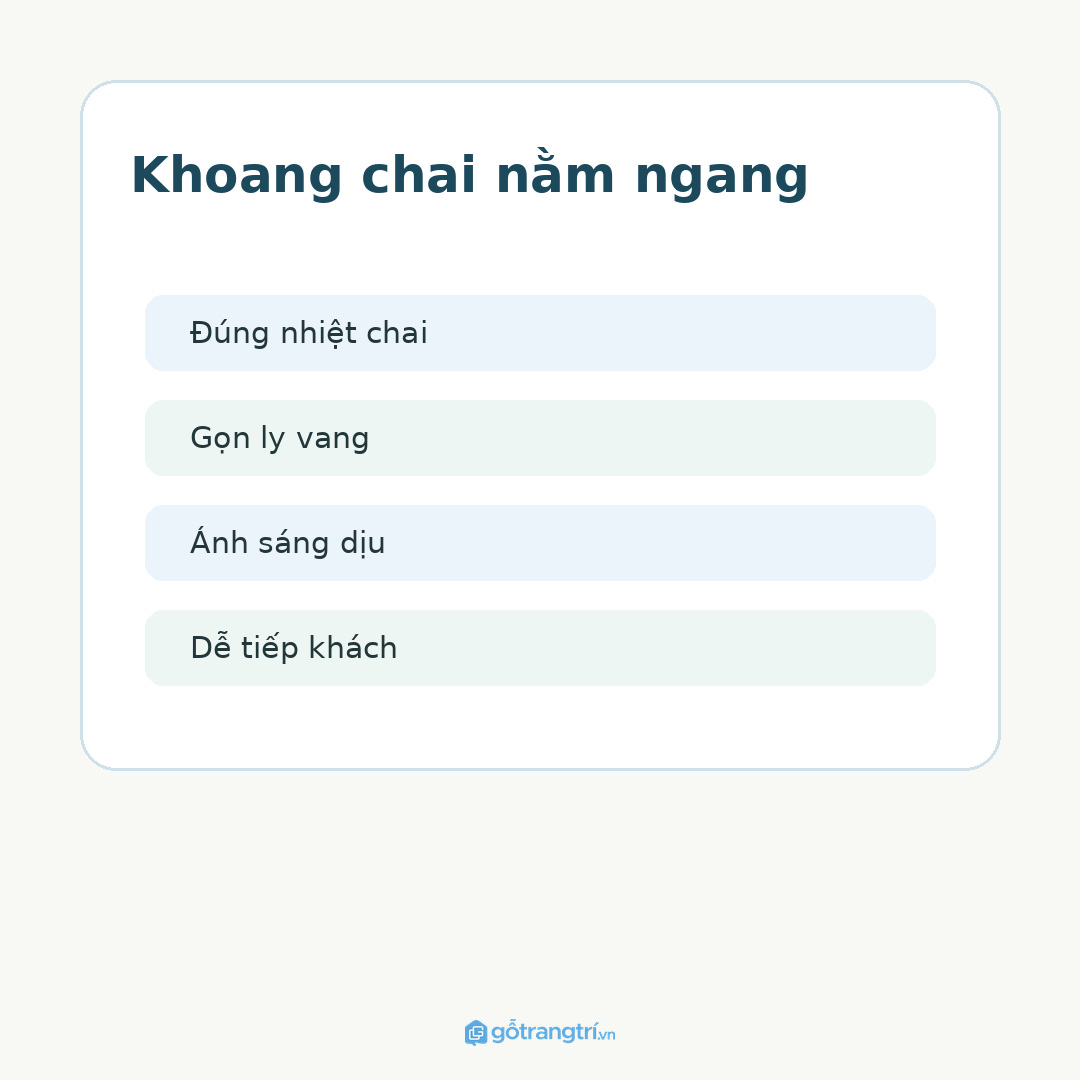 Khu tiếp khách sang hơn khi chai, ly và phụ kiện có chỗ riêng