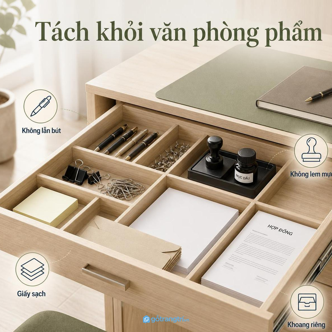 Không nên để con dấu lẫn văn phòng phẩm dùng chung
