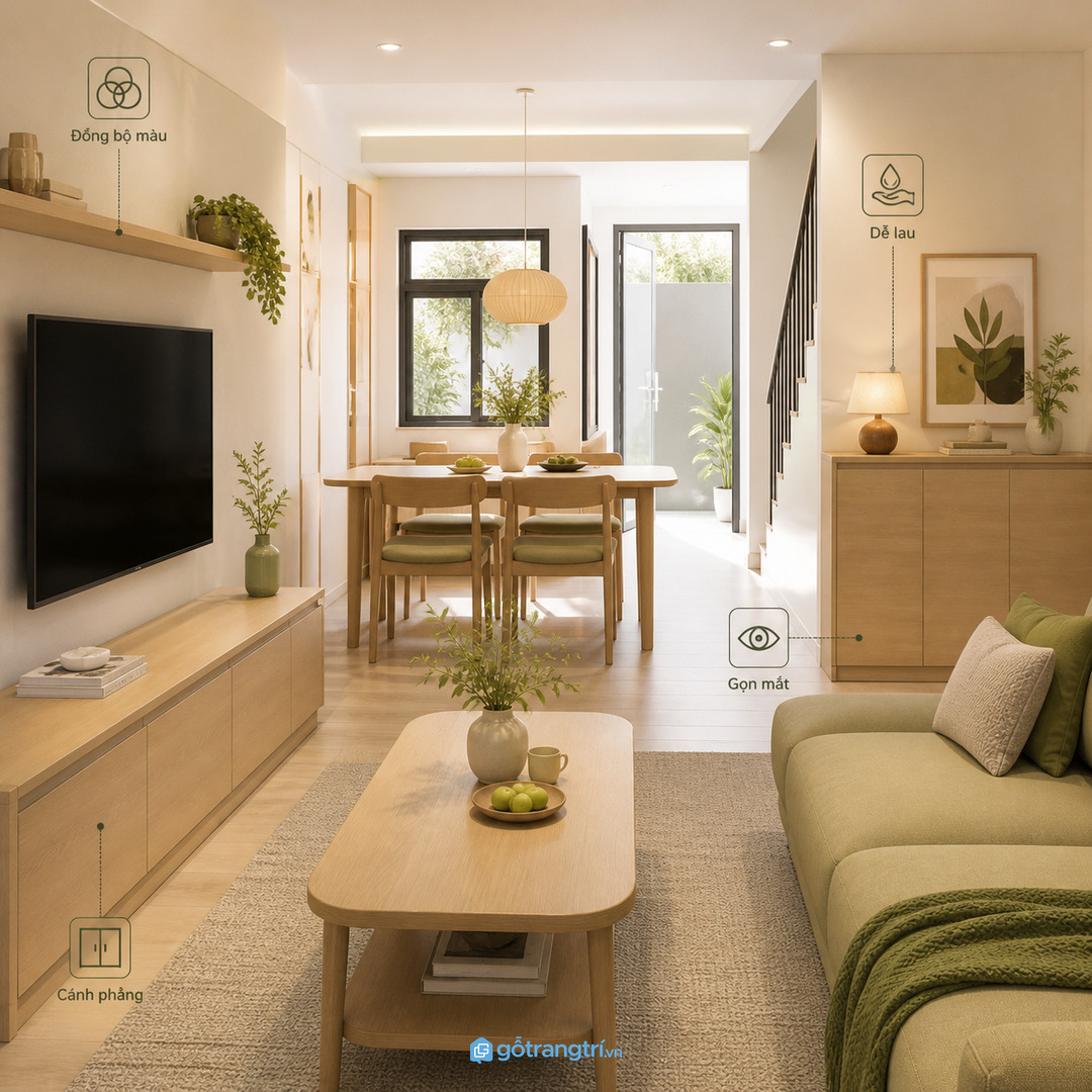Một tủ phụ đúng vị trí giúp chủ nhà chuẩn bị đồ nhanh hơn khi có khách