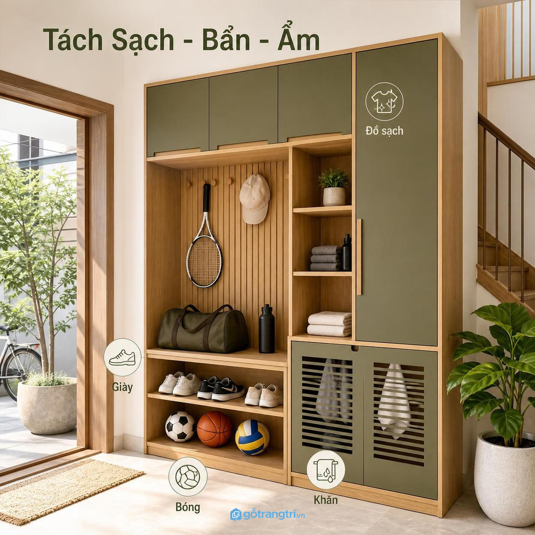 Đồ sau vận động cần tách sạch, bẩn và ẩm để tủ không có mùi