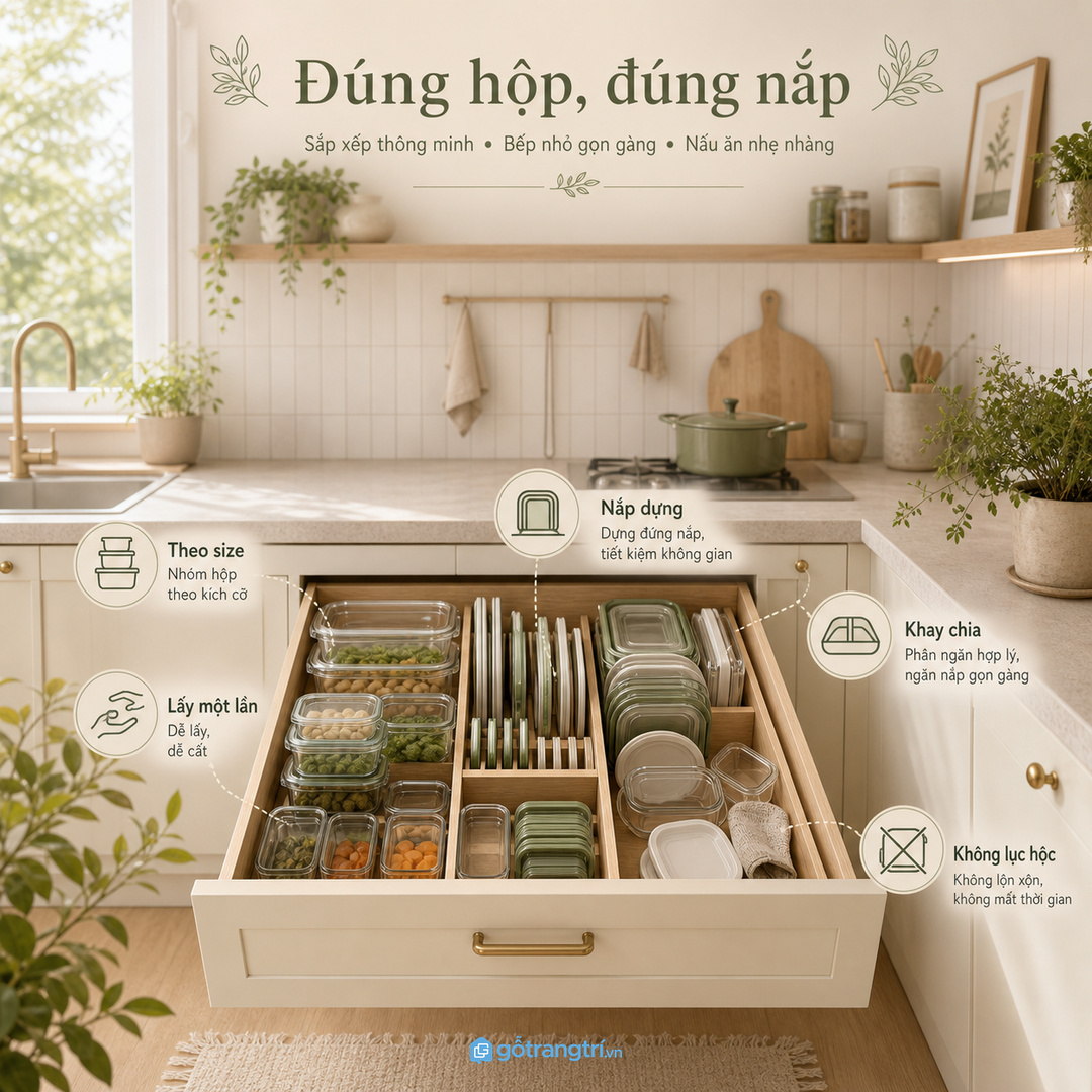 Nắp hộp và hộp lệch size làm meal prep mất thời gian