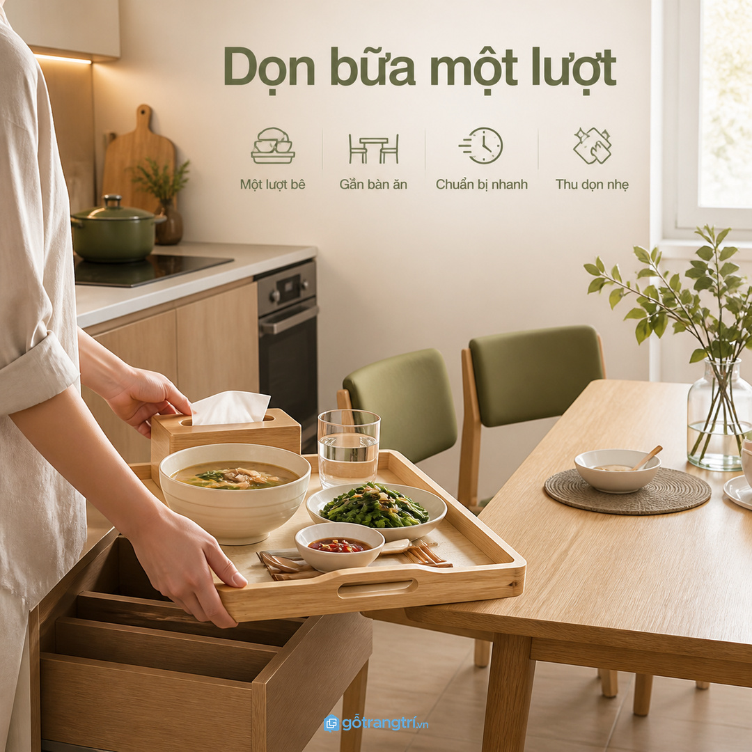 Tủ khay phục vụ tạo nhịp chuẩn bị bữa ăn mượt hơn