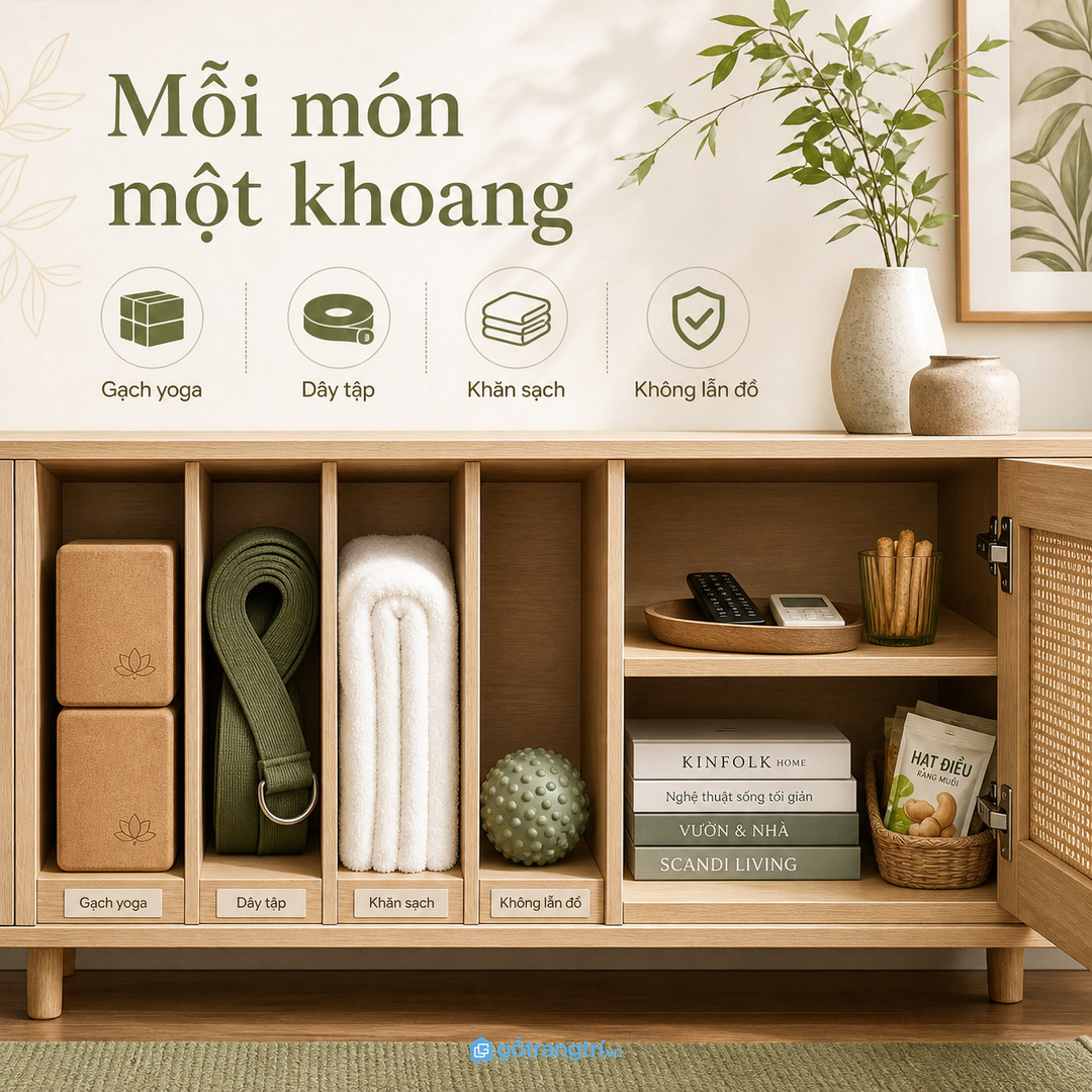 Đồ tập nhỏ cần khoang riêng để không lẫn đồ sinh hoạt