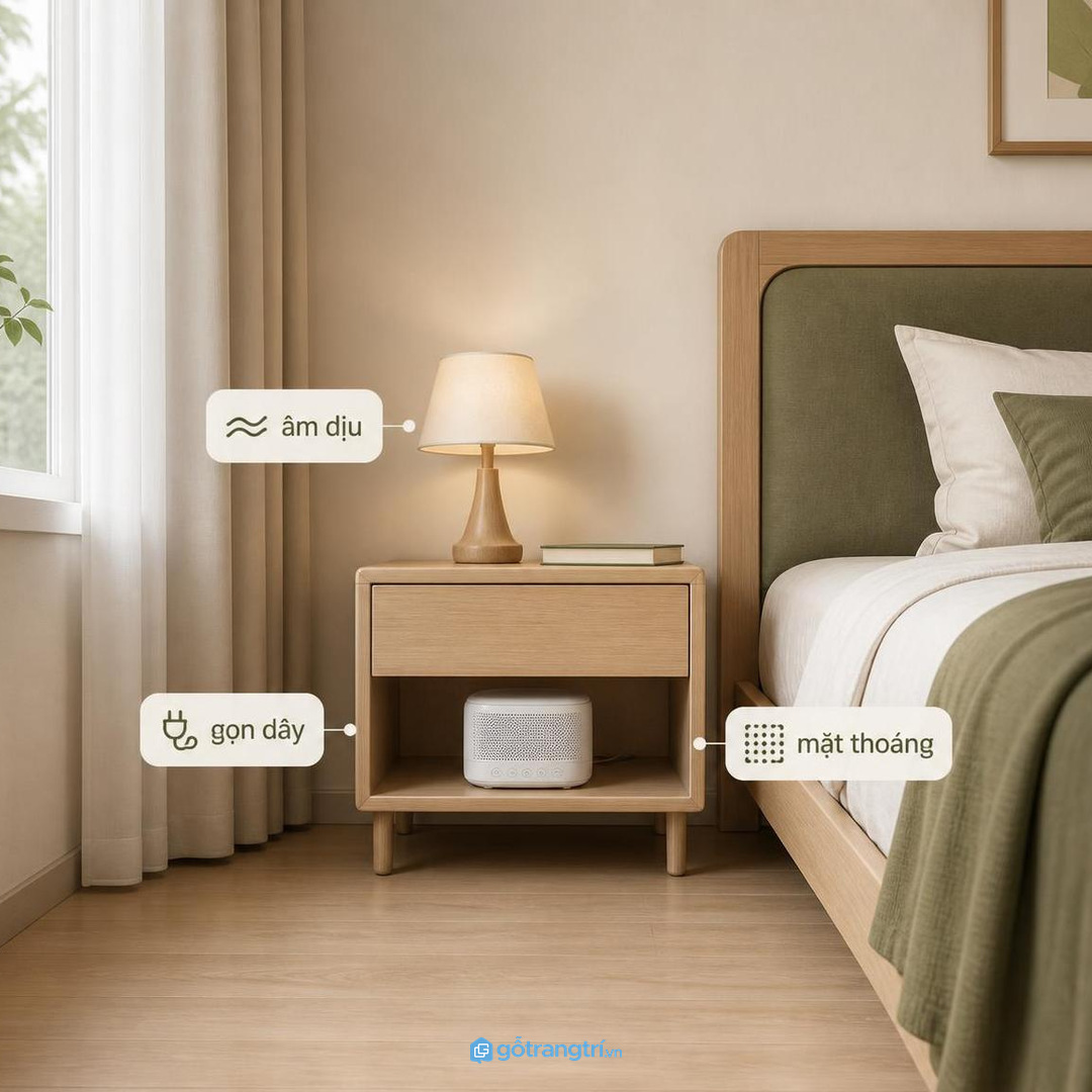 Loa ngủ nên đặt lệch gối và giảm ánh sáng báo để không phân tâm