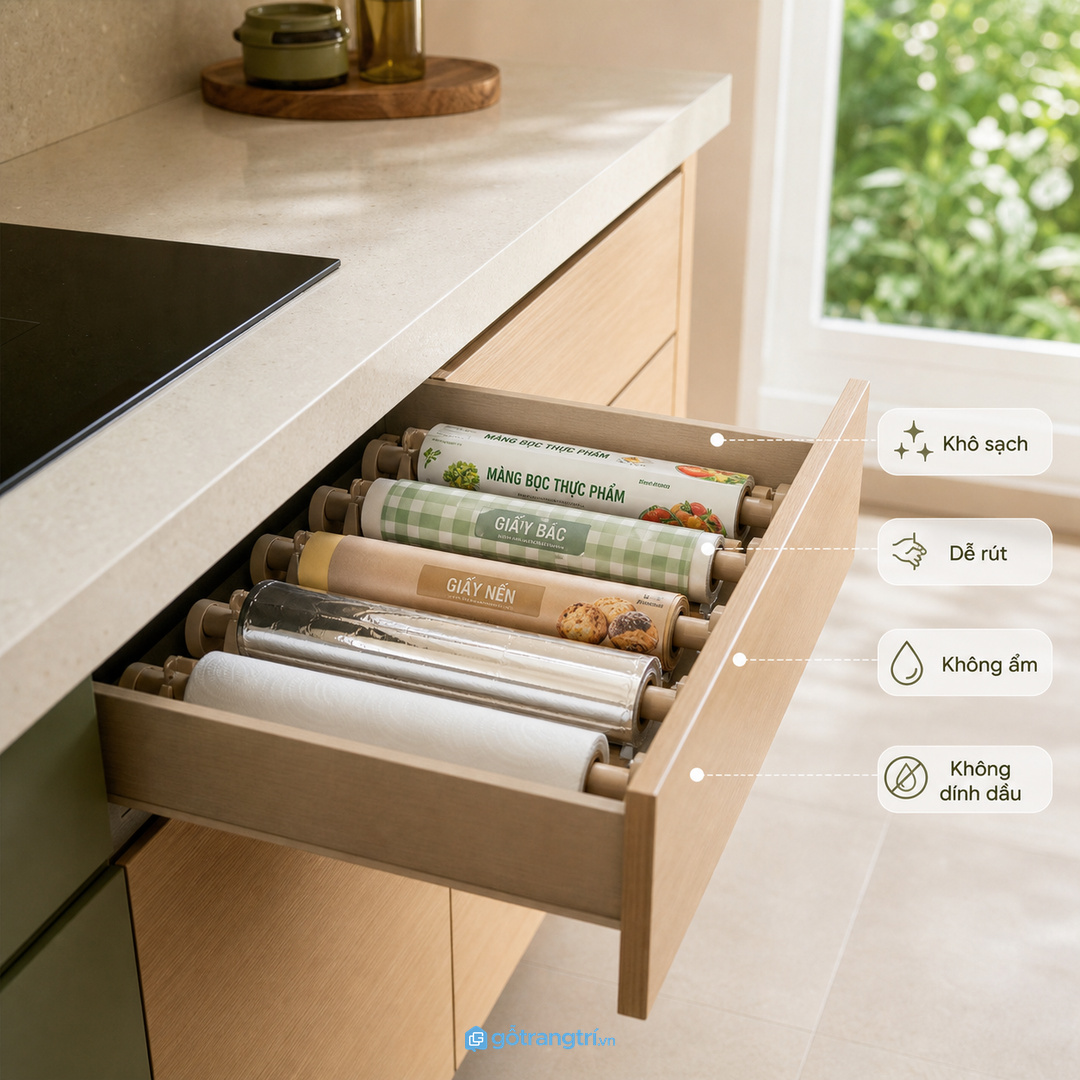 Cuộn giấy cần khoang khô sạch, dễ rút và không dính dầu nước