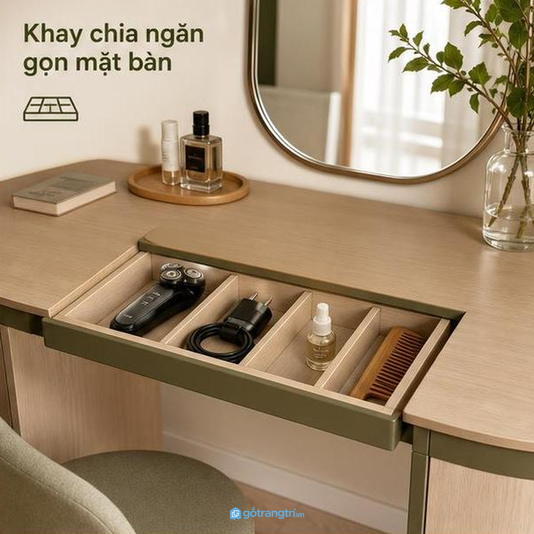 Dây sạc và phụ kiện nên có khoang riêng để không lẫn với mỹ phẩm