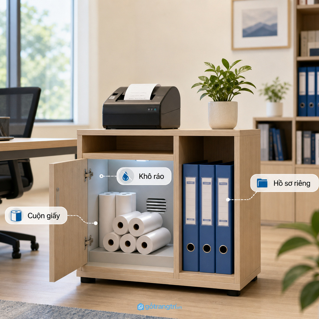 Cuộn giấy in nhiệt nên có khoang sạch, khô và tách khỏi hồ sơ