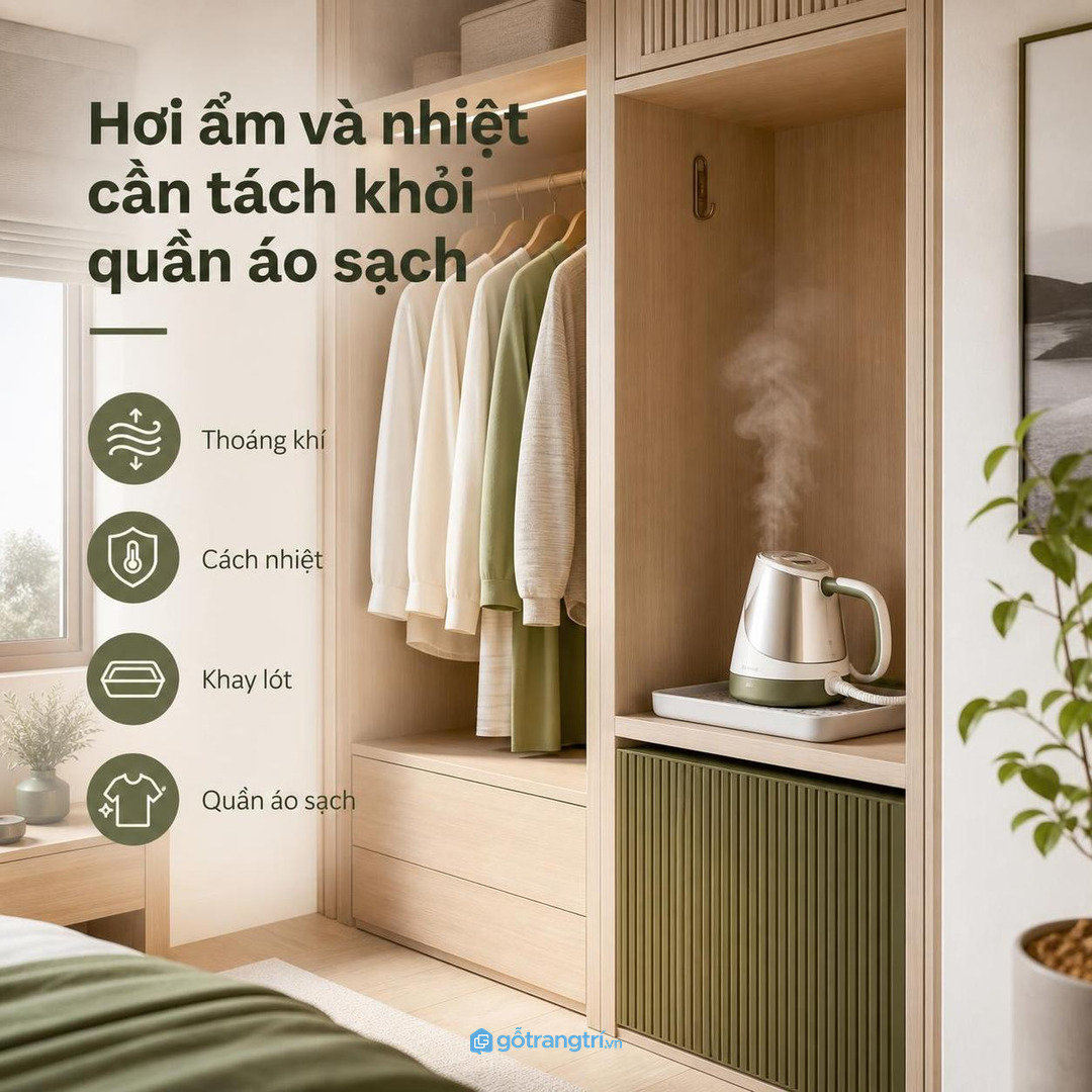 Hơi ẩm và nhiệt cần tách khỏi quần áo sạch để tủ dùng bền hơn