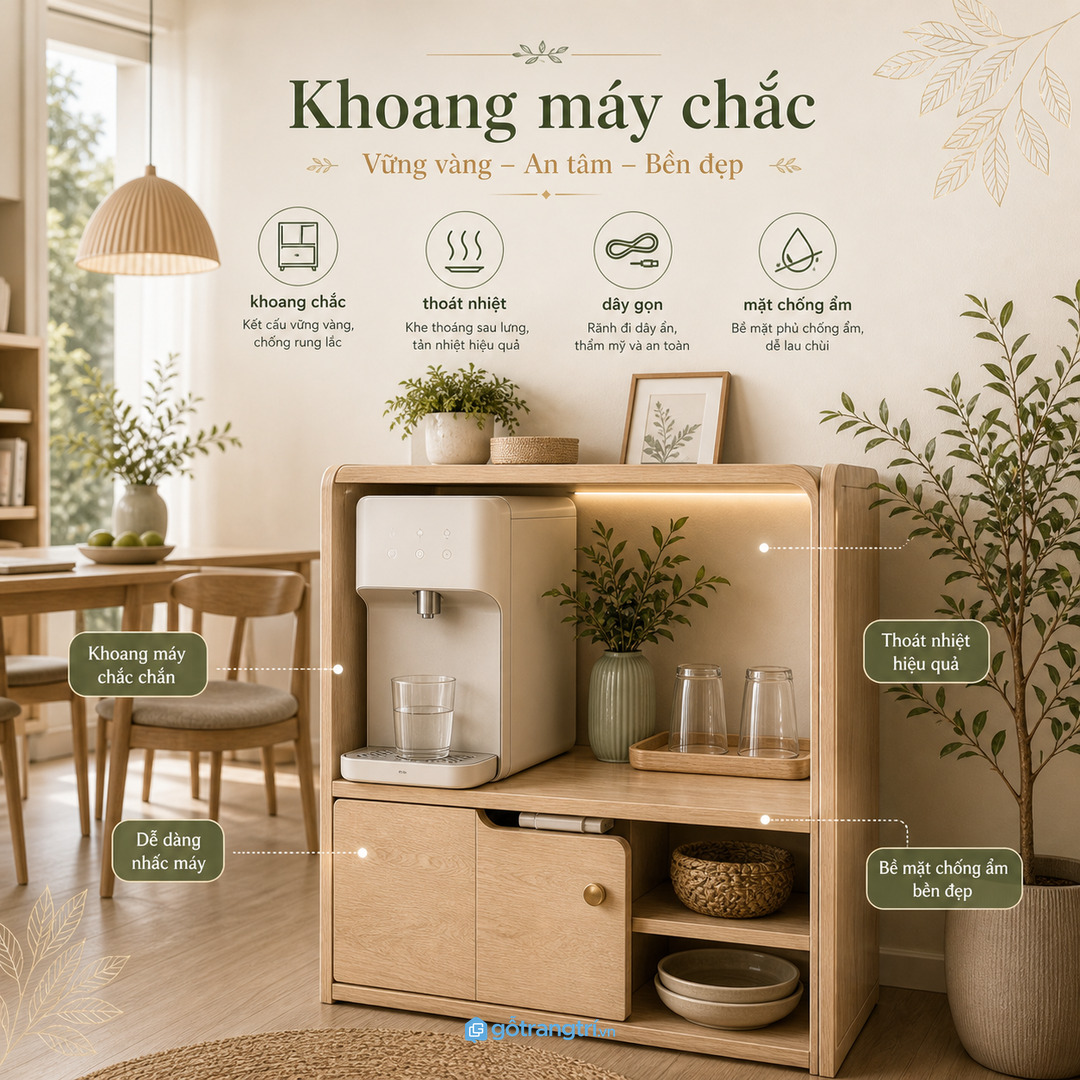 Khoang máy chắc thoát nhiệt tốt và không kẹt dây giúp tủ dùng bền hơn