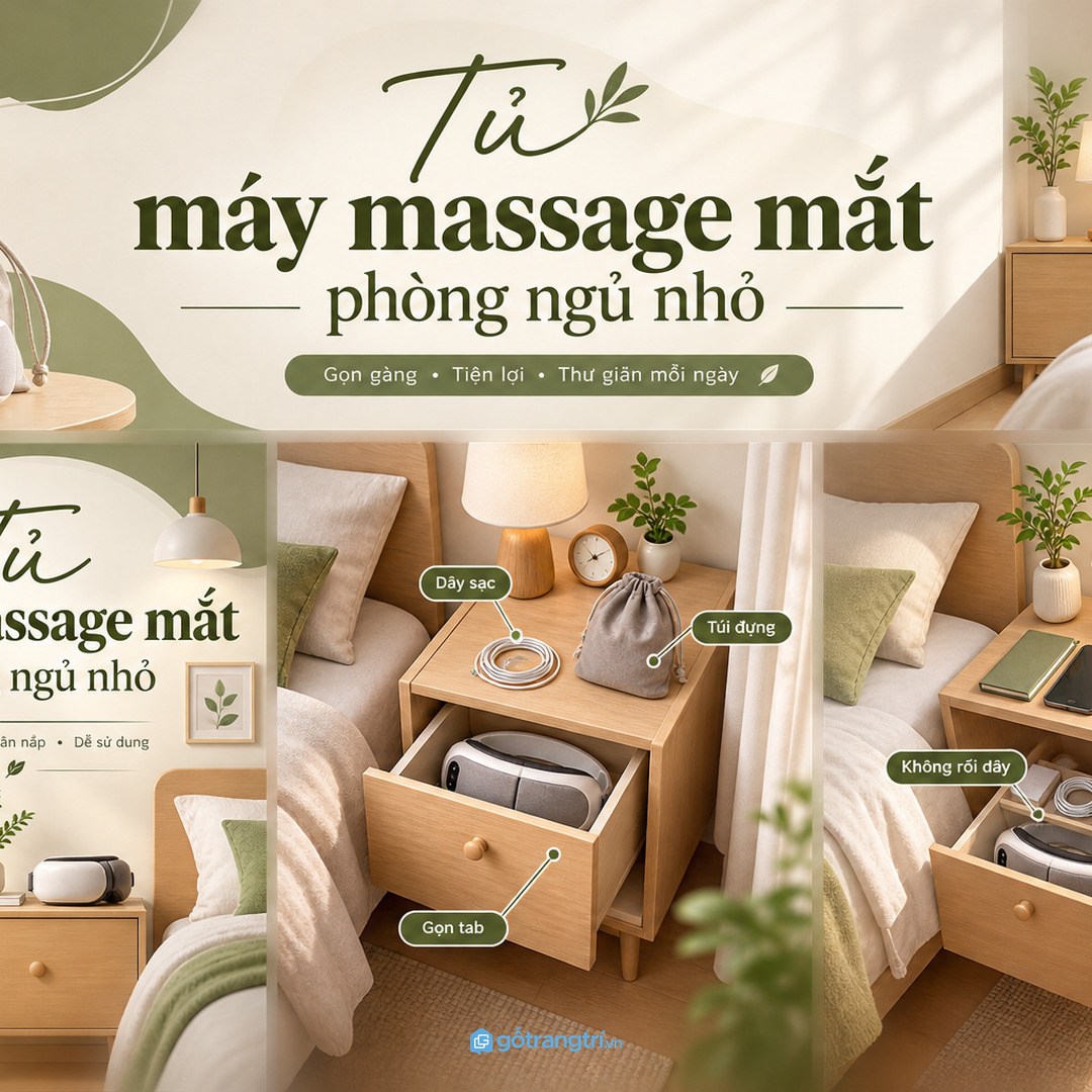 Đồ massage mắt nên tách khỏi mỹ phẩm thuốc và đồ ngủ để sạch hơn