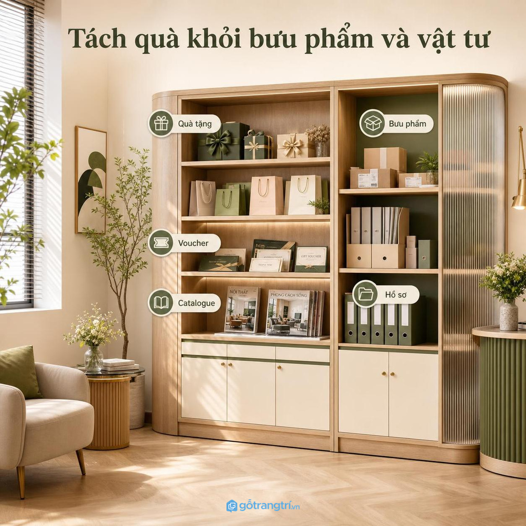 Quà tặng cần tách khỏi bưu phẩm và vật tư marketing
