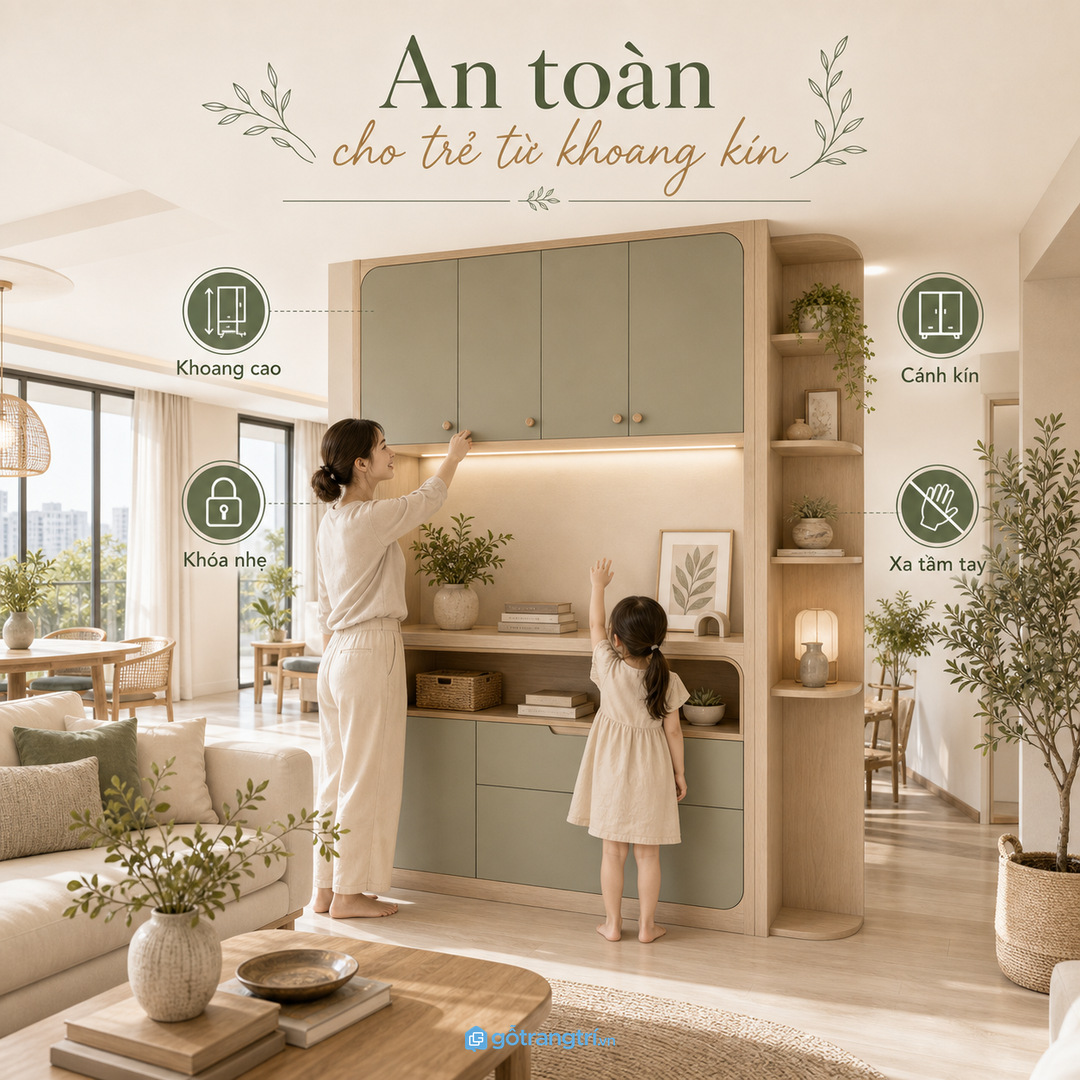 Khoang kín và chiều cao hợp lý giúp tủ thuốc an toàn hơn với trẻ nhỏ