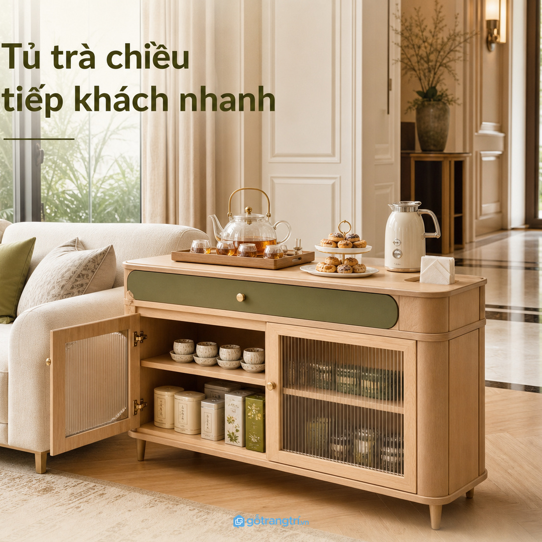 Tủ trà chiều giúp phục vụ khách nhanh mà không phải rời phòng