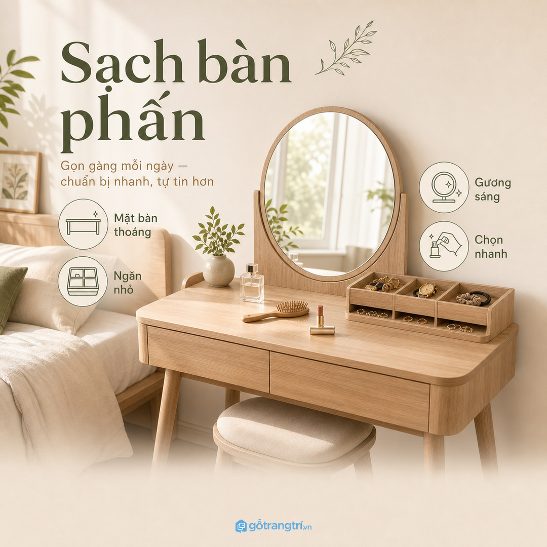 Bàn phấn sạch hơn khi vòng nhẫn và đồng hồ có ngăn riêng