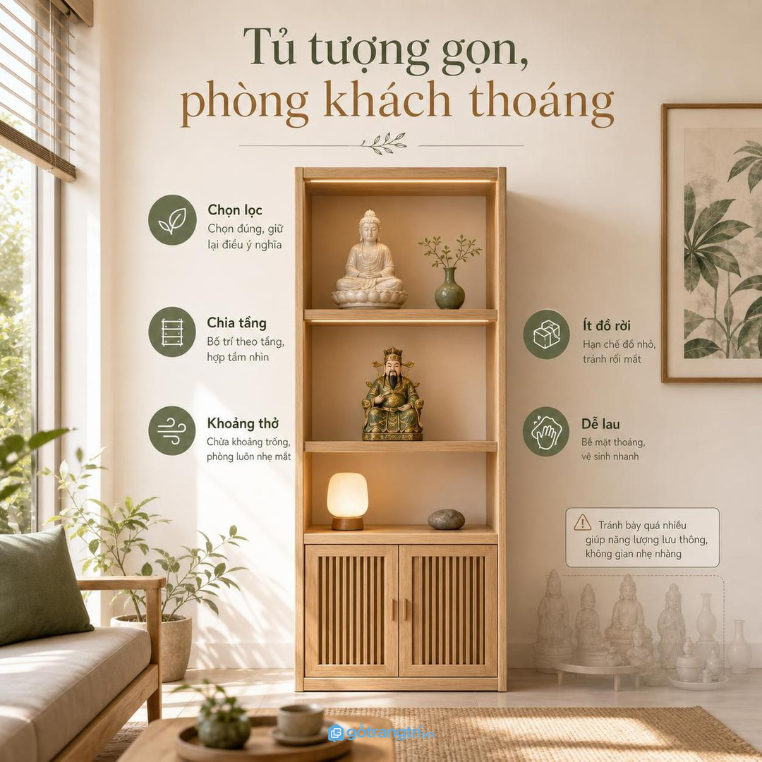 Phòng khách nhỏ cần chọn lọc vật phẩm để không bị nặng mắt