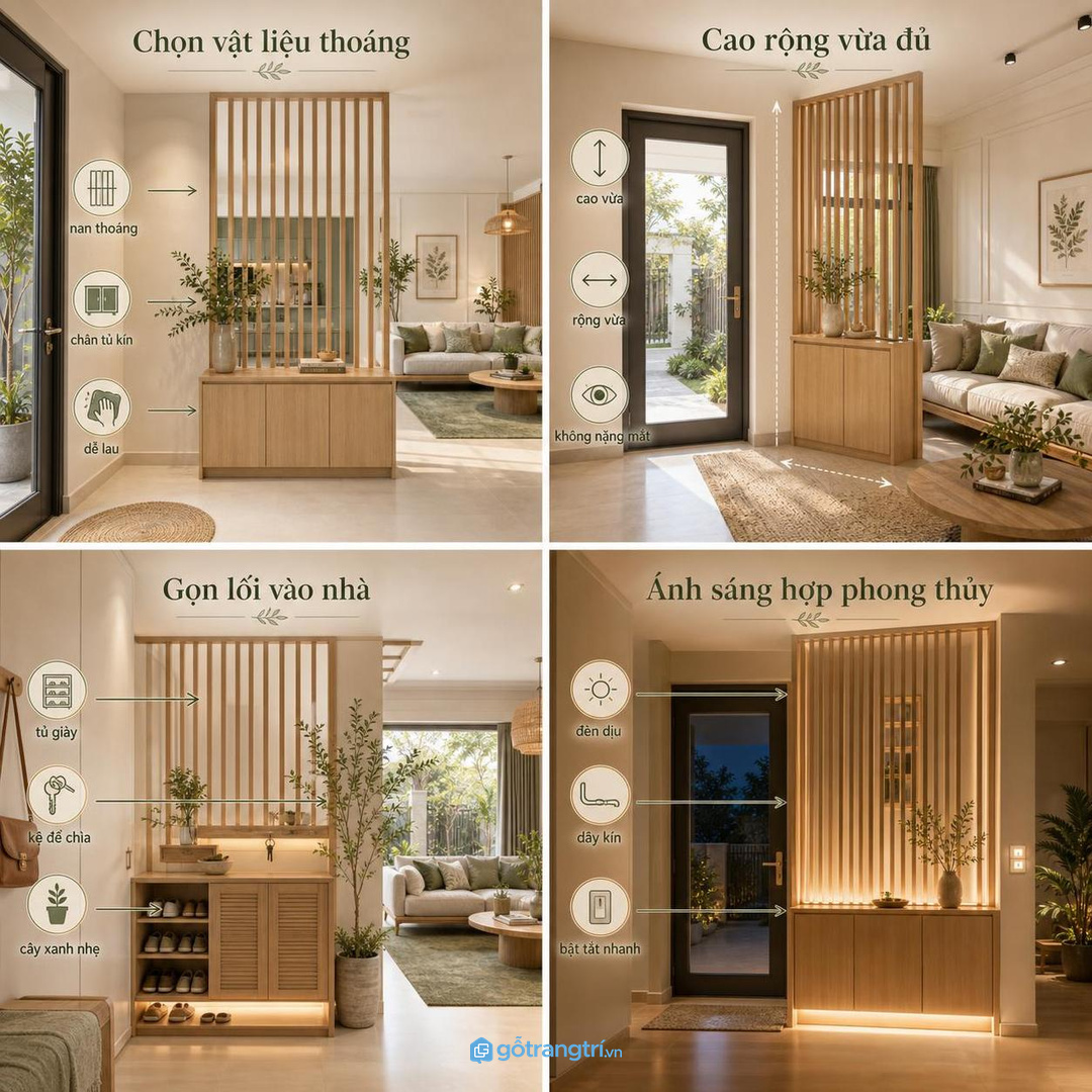 Lối vào nhỏ cần bớt rối mắt nhưng không được chắn cửa