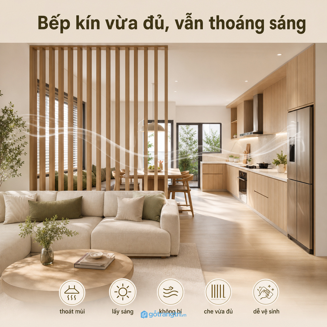 Bếp cần kín vừa đủ nhưng vẫn thoáng khí