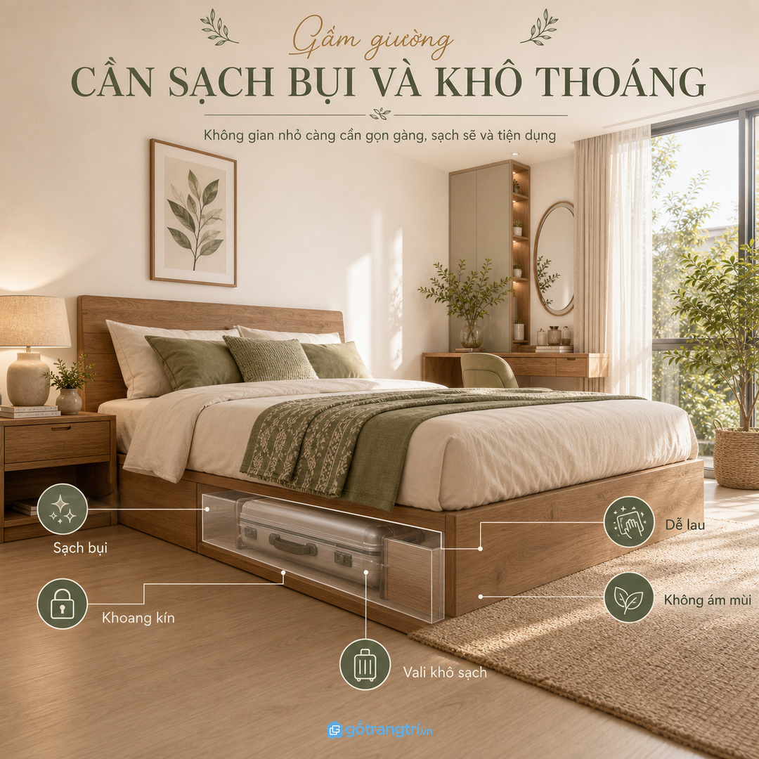 Không nên biến hộc gầm giường thành kho tổng hợp khó kiểm soát