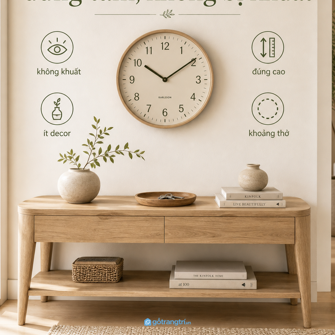 Đừng để đồng hồ quá cao, quá thấp hoặc lẫn vào đồ trang trí