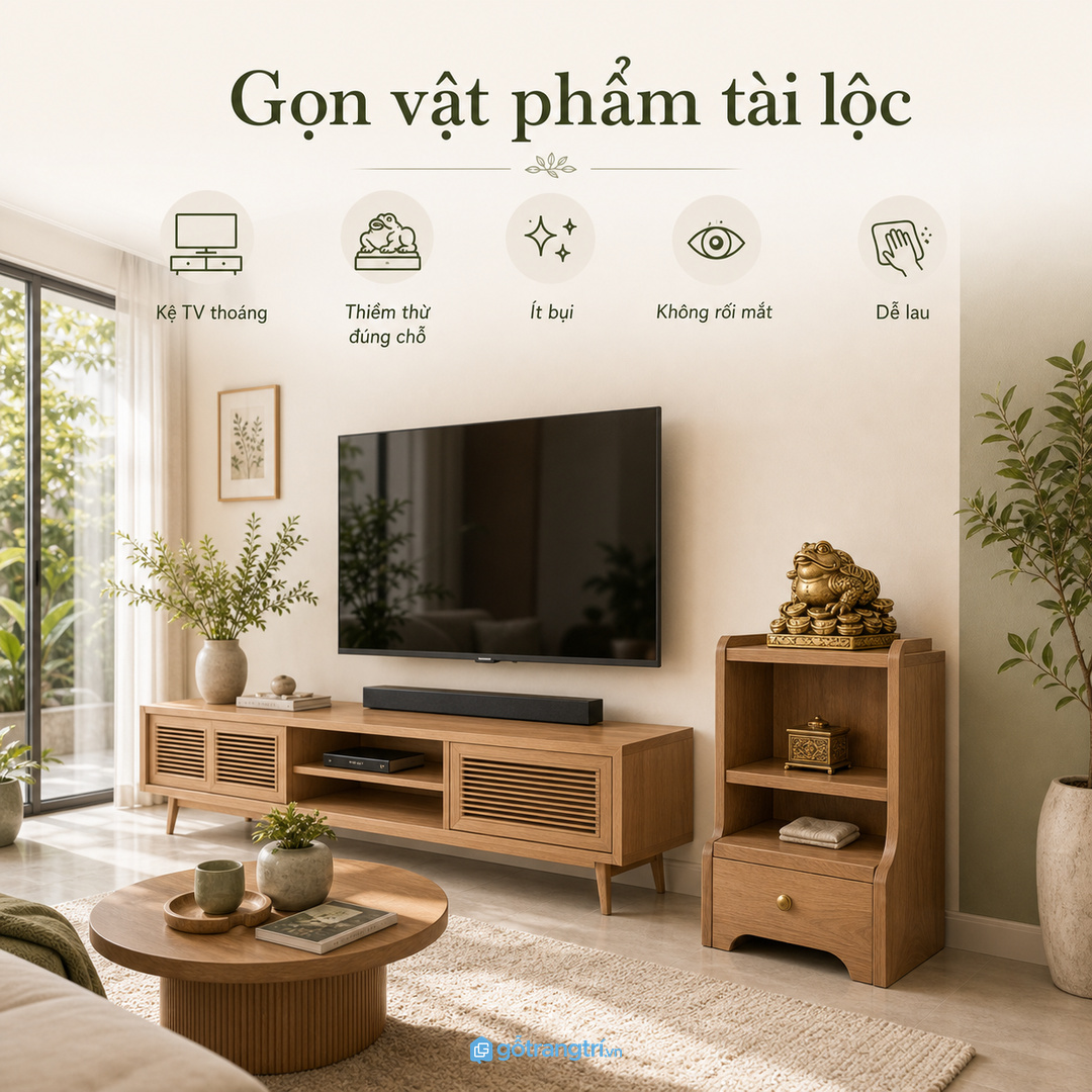 Bày vừa đủ tốt hơn chất nhiều vật phẩm trên một mặt kệ nhỏ