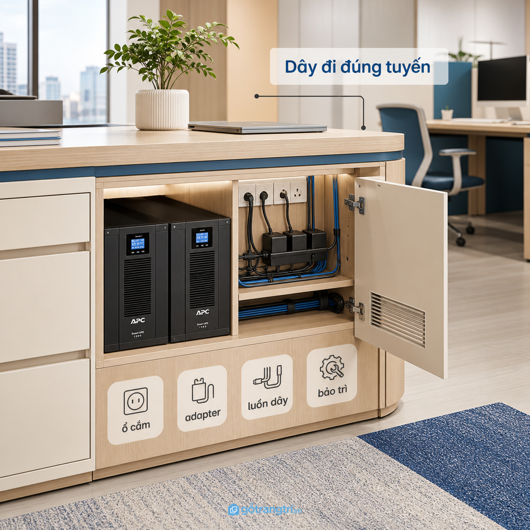 Dây nguồn, adapter và ổ cắm cần có đường đi riêng