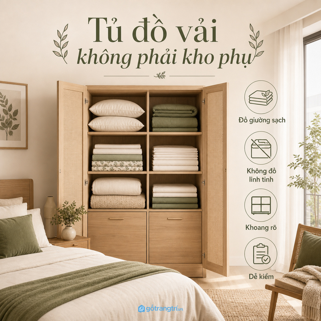 Tủ đồ vải chỉ nên dành cho đồ giường sạch không thành kho phụ