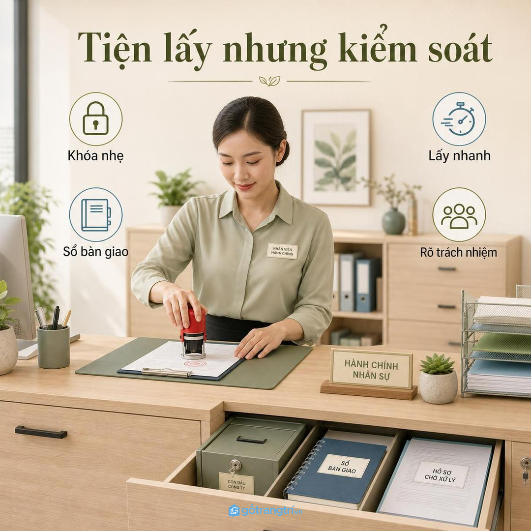 Tủ con dấu cần cân bằng tiện lấy và kiểm soát bàn giao