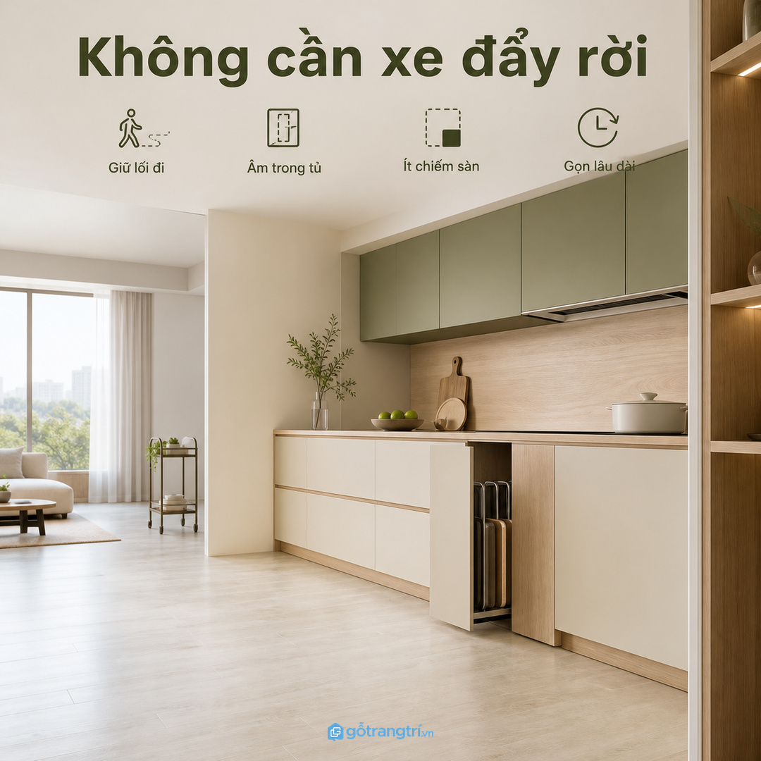 Không phải bếp nhỏ nào cũng nên thêm xe đẩy rời