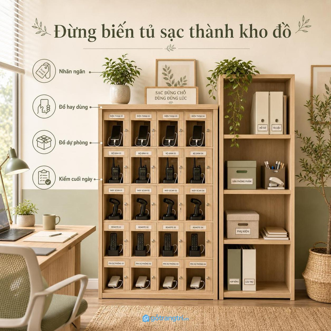 Tủ khóa sạc không nên biến thành kho đồ linh tinh