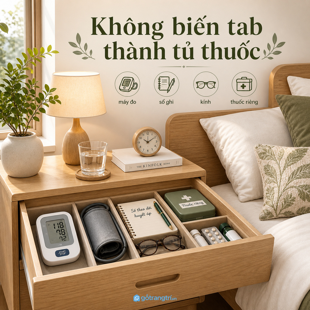 Không nên biến tab đầu giường thành tủ thuốc lẫn lộn