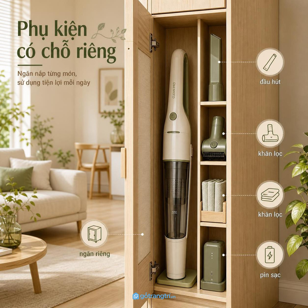 Phụ kiện máy hút bụi cầm tay cần có ngăn riêng để không thất lạc