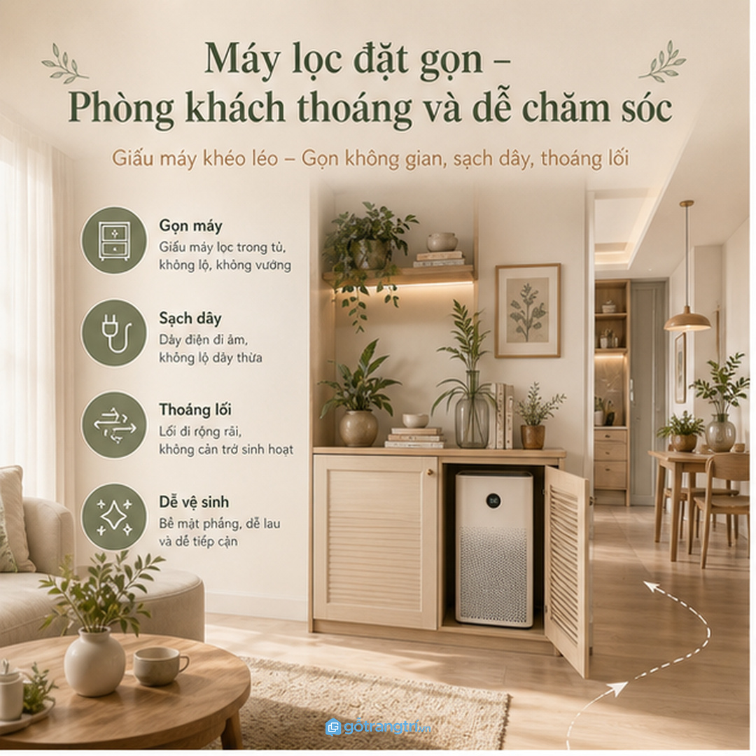 Giấu máy quá kín có thể làm giảm hiệu quả lọc khí