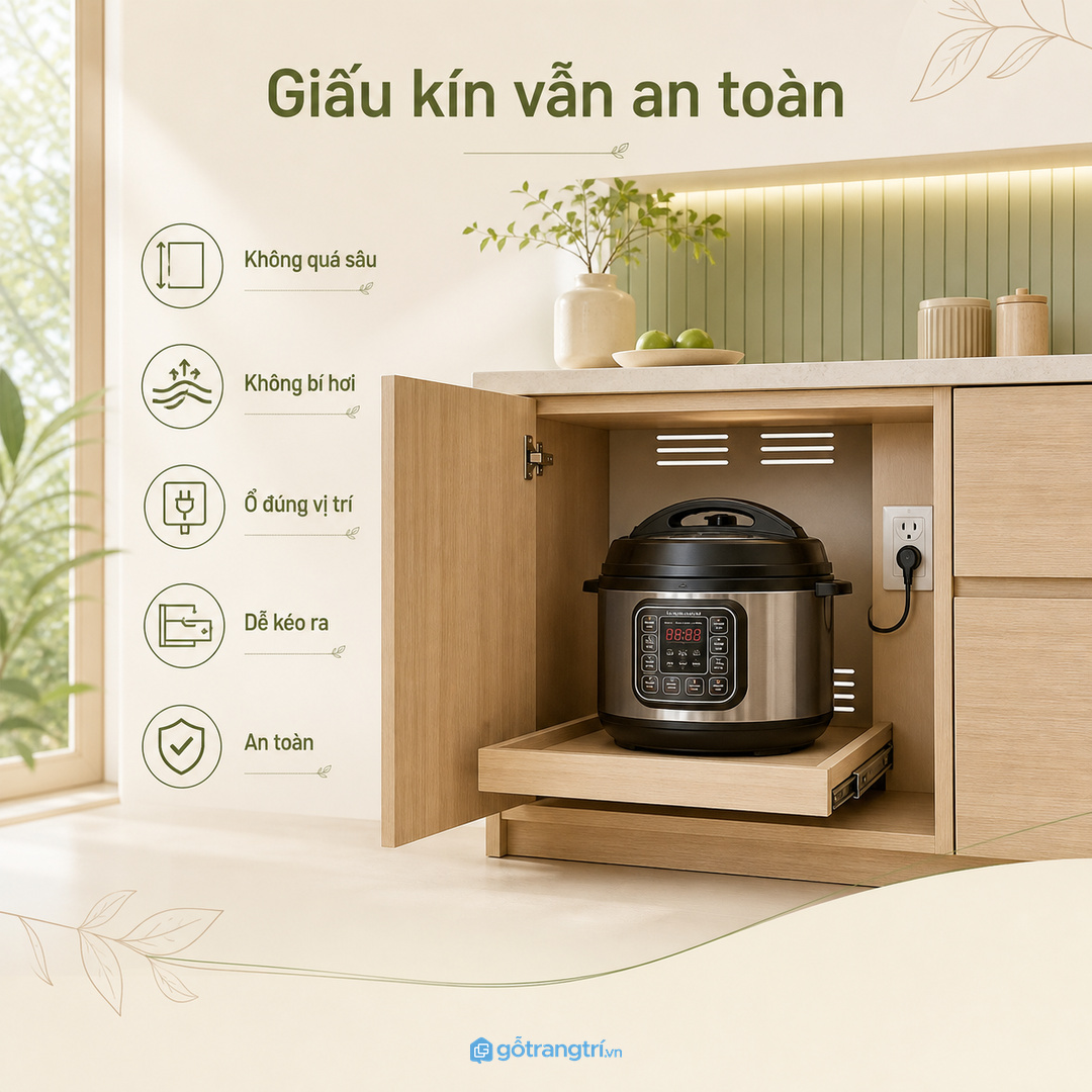 Không phải cứ giấu kín nồi điện là bếp sẽ sạch và an toàn