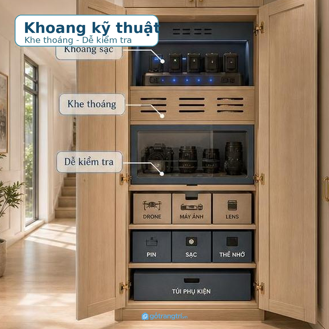Tủ đẹp phải là khoang kỹ thuật nhỏ chứ không chỉ là kệ trưng bày