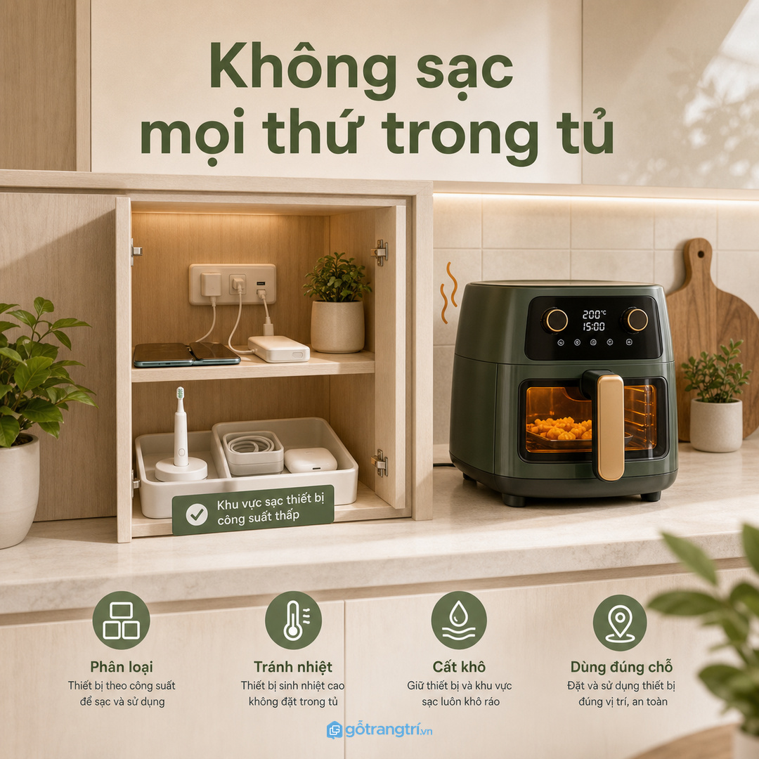 Không phải thiết bị nào cũng nên sạc ngay trong tủ kín