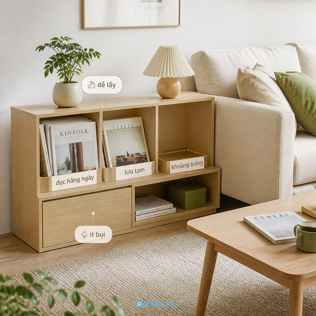 Không phải kệ mở nào cũng hợp phòng khách nhỏ