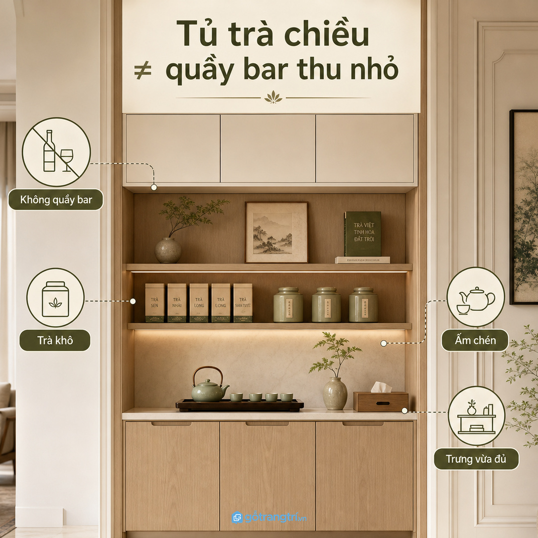 Tủ trà chiều không phải quầy bar thu nhỏ