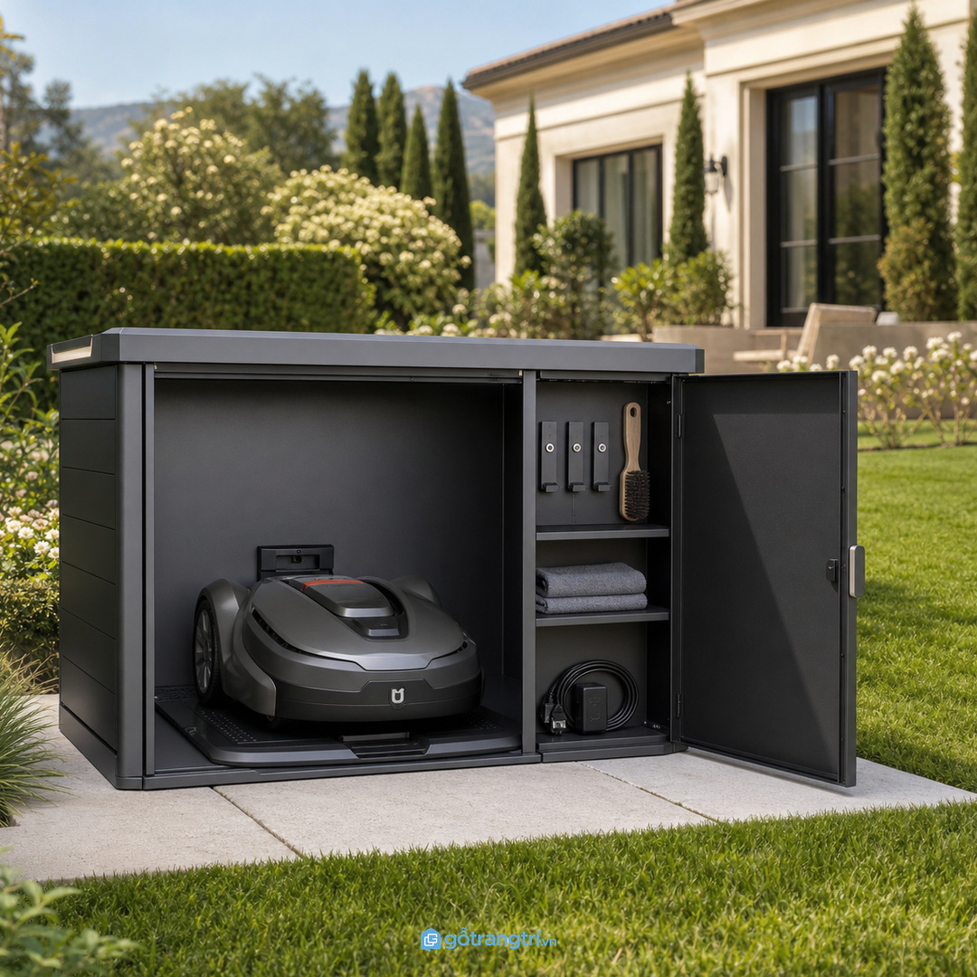 Phụ kiện robot cắt cỏ nên có ngăn khô riêng cạnh dock sạc