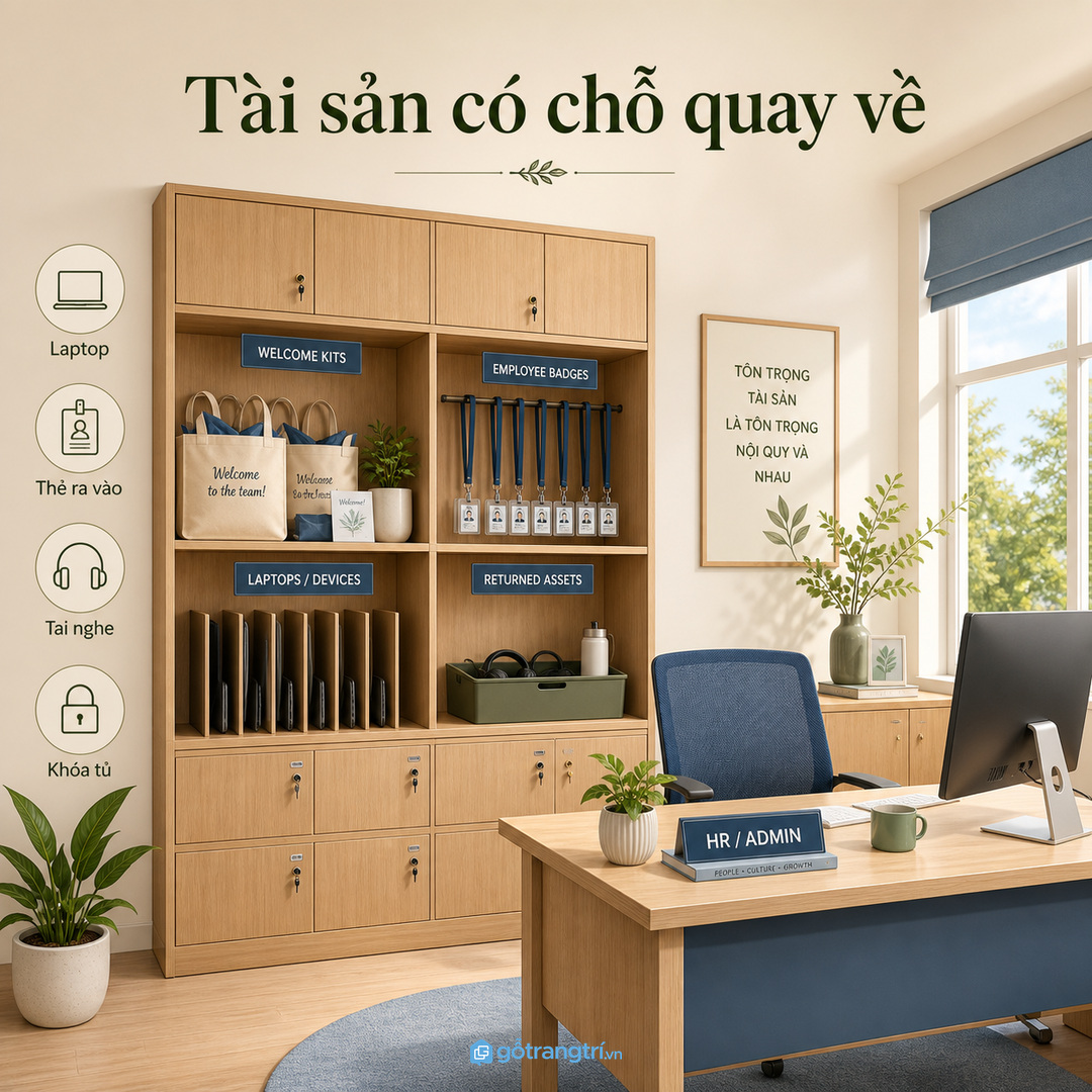 Khoang khóa riêng giúp tài sản công ty có chỗ quay về sau thử việc hoặc chuyển vị trí.