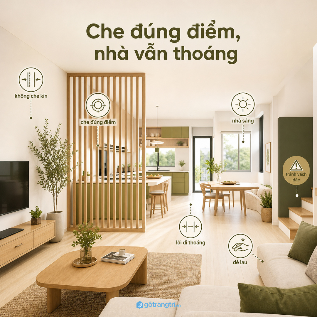 Nhà nhỏ không nên che bếp bằng vách quá đặc